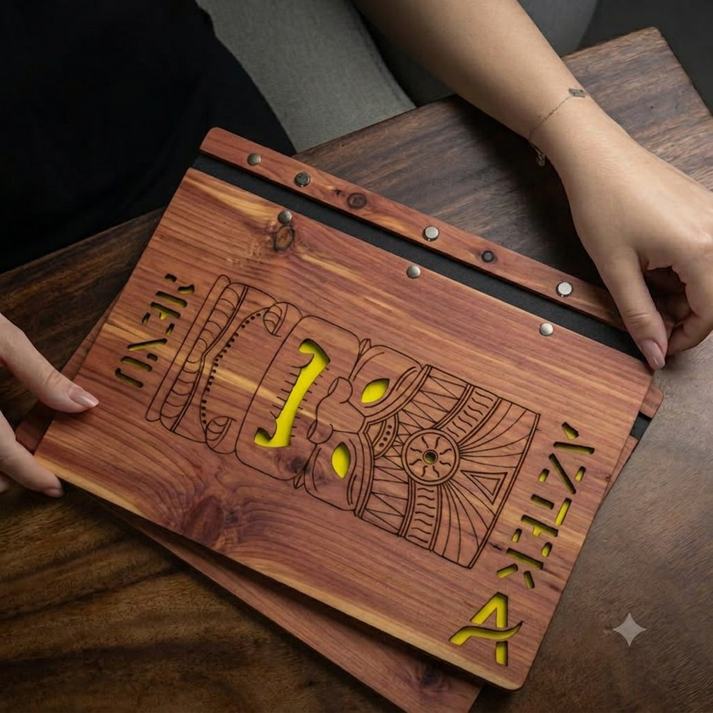 Menú de Madera Premium Personalizado para Restaurantes