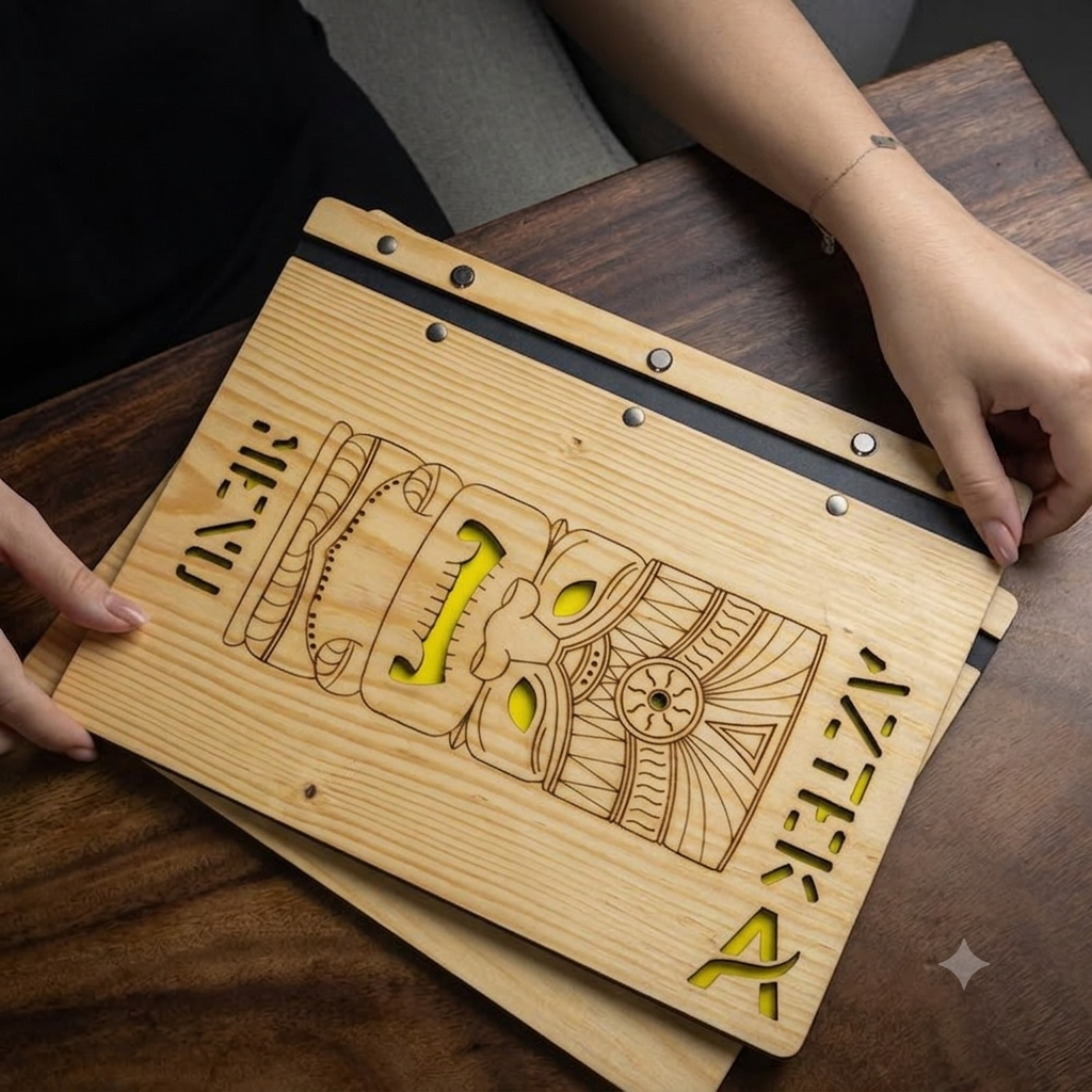 Menú de Madera Premium Personalizado para Restaurantes